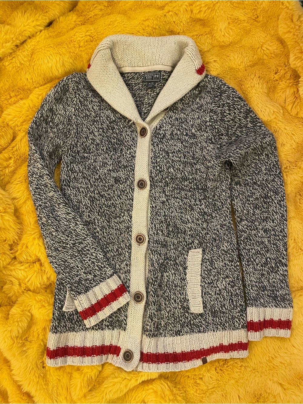 Roots Kids Canada Shawl Collar Knit Cardigan Sweater XL 11/12